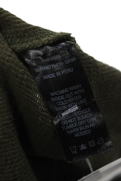 John Elliott Mens Henley Long Sleeve Cotton Green Round Neck Size 2XL