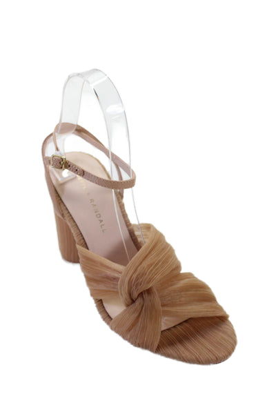 Loeffler Randall Womens Twist Strap Ankle Strap Beaty Sandals Beige Size 7.5 B