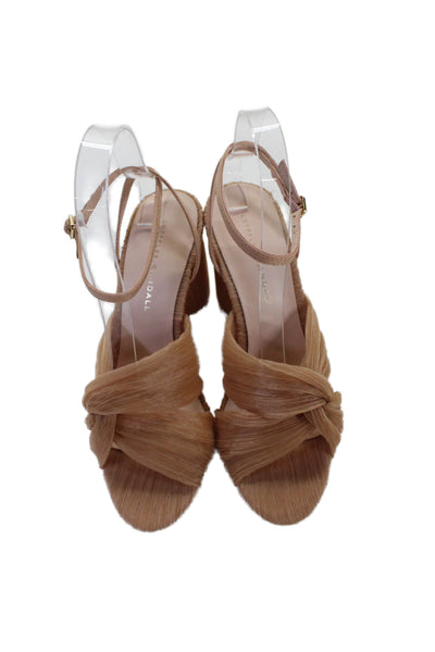 Loeffler Randall Womens Twist Strap Ankle Strap Beaty Sandals Beige Size 7.5 B