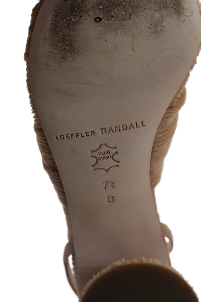 Loeffler Randall Womens Twist Strap Ankle Strap Beaty Sandals Beige Size 7.5 B