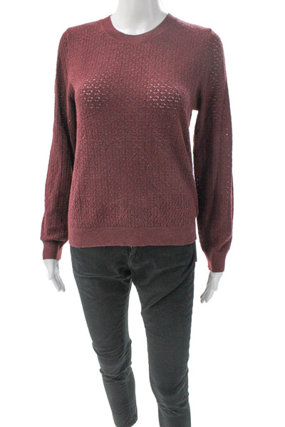 525 Women Red Pullover Sweater Polyester Crew Neck Long Sleeve Size L