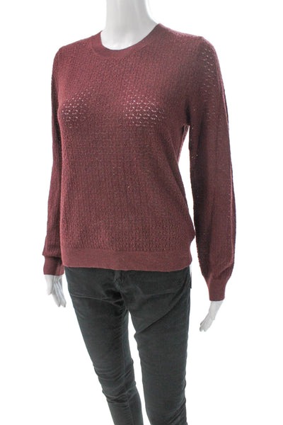 525 Women Red Pullover Sweater Polyester Crew Neck Long Sleeve Size L