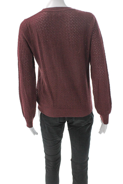 525 Women Red Pullover Sweater Polyester Crew Neck Long Sleeve Size L