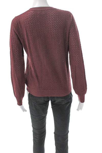 525 Women Red Pullover Sweater Polyester Crew Neck Long Sleeve Size L