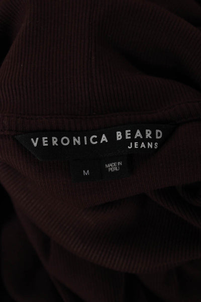 Veronica Beard Women Brown Cotton Turtleneck Long Sleeve Blouse Size M