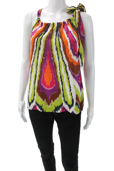 Trina Turk Womens Silk Boat Neck Sleeveless Geometric Tank Size 0P
