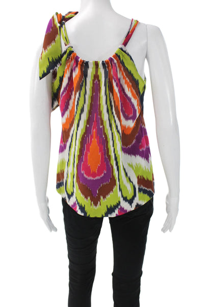 Trina Turk Womens Silk Boat Neck Sleeveless Geometric Tank Size 0P
