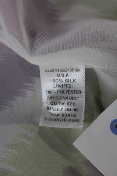 Trina Turk Womens Silk Boat Neck Sleeveless Geometric Tank Size 0P