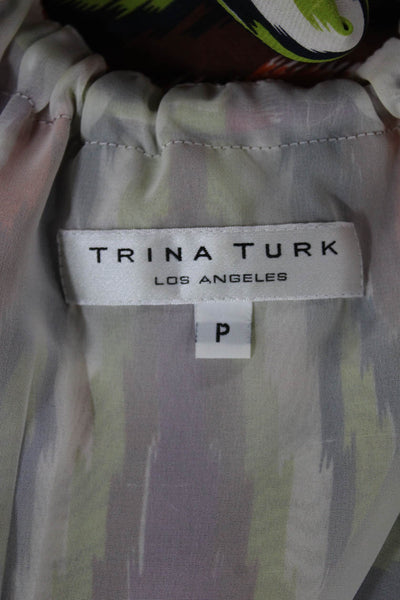 Trina Turk Womens Silk Boat Neck Sleeveless Geometric Tank Size 0P