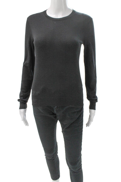 Theory Womens Gray Wool Pullover Crew Neck Sweater Long Sleeve Size PP