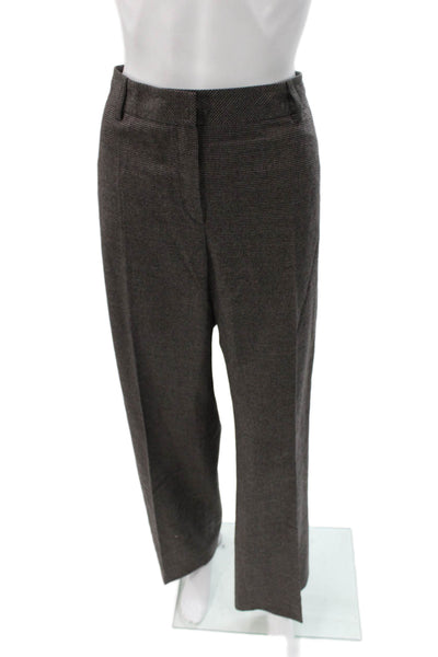 Akris Punto Women Dress Pants Brown Striped Wool Button Business Size 12