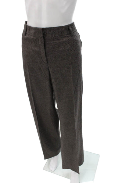 Akris Punto Women Dress Pants Brown Striped Wool Button Business Size 12