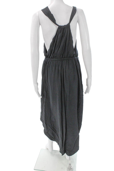L Space Womens Gray V-Neck Midi Rayon Dress Sleeveless Size L