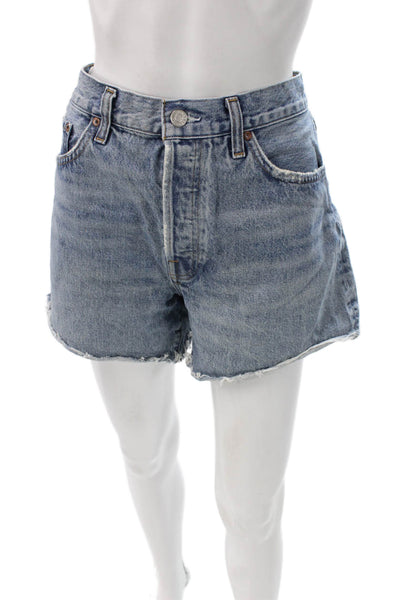 Agolde Women Cut-Off Blue Cotton Shorts Size 30