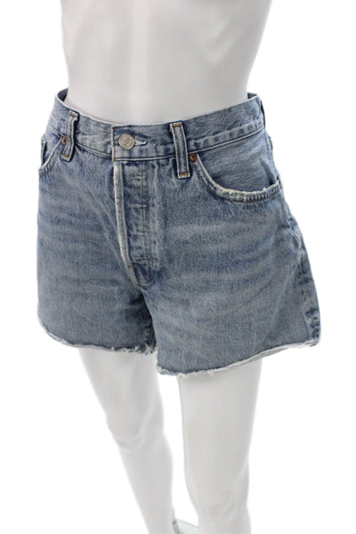Agolde Women Cut-Off Blue Cotton Shorts Size 30