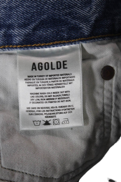Agolde Women Cut-Off Blue Cotton Shorts Size 30