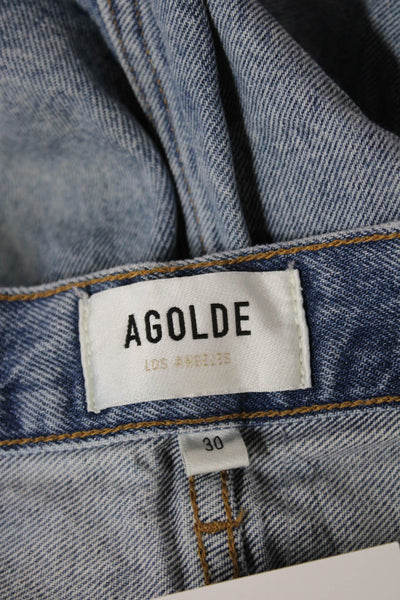 Agolde Women Cut-Off Blue Cotton Shorts Size 30