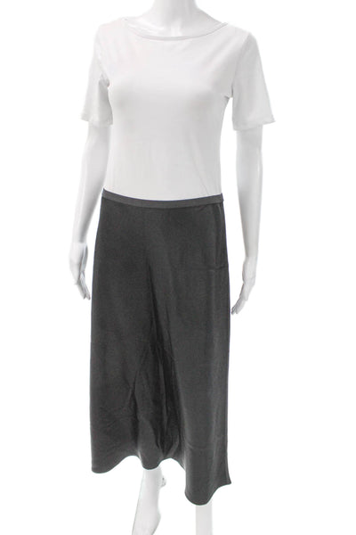 Polo Ralph Lauren Women Straight Pencil Midi Skirt Gray Pull On Size 10