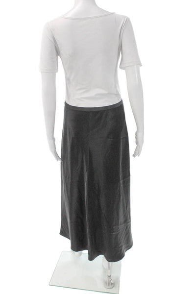 Polo Ralph Lauren Women Straight Pencil Midi Skirt Gray Pull On Size 10