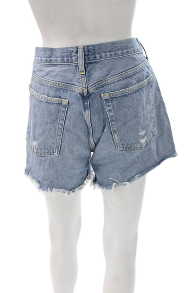 Agolde Womens Cut-Off Shorts Blue Regenerative Cotton Distressed Size 30