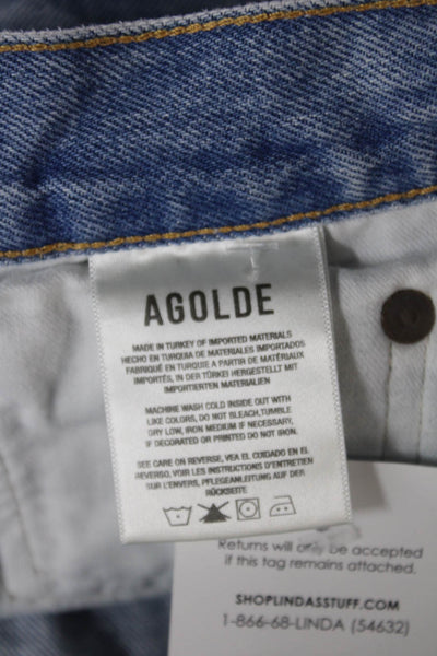 Agolde Womens Cut-Off Shorts Blue Regenerative Cotton Distressed Size 30