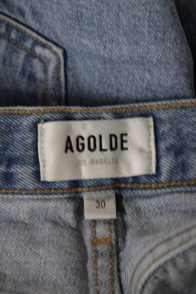 Agolde Womens Cut-Off Shorts Blue Regenerative Cotton Distressed Size 30