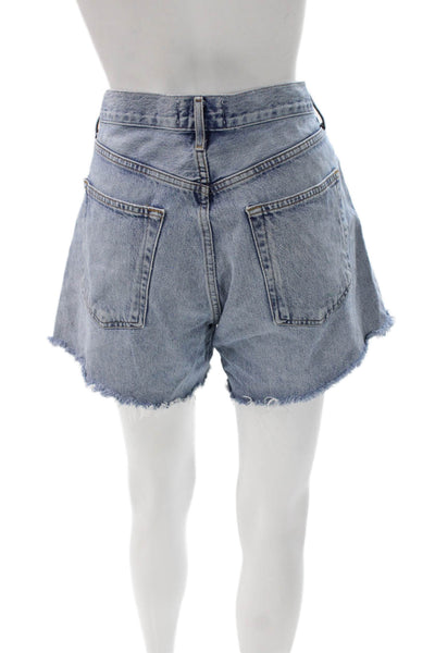 Agolde Women Cut-Off Shorts Blue Cotton Button Casual Size 30