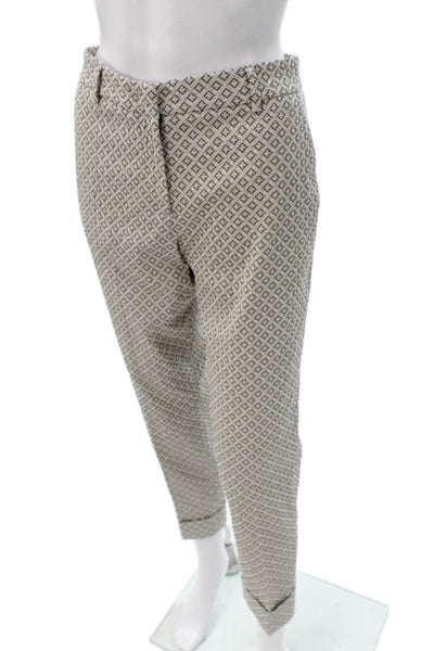 QL2 Unisex Cropped Gray Cotton Geometric Pants Size 42