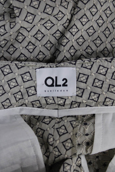 QL2 Unisex Cropped Gray Cotton Geometric Pants Size 42
