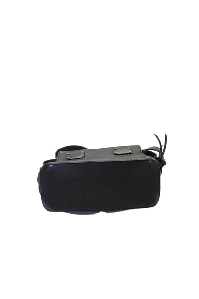 Rag & Bone Womens Single Strap Zip Top Flap Leather Shoulder Handbag Black