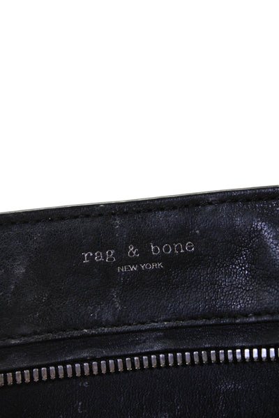 Rag & Bone Womens Single Strap Zip Top Flap Leather Shoulder Handbag Black