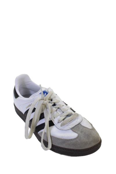 Adidas Womens Lace Up Suede Trim Samba Sneakers White Black Size 8.5