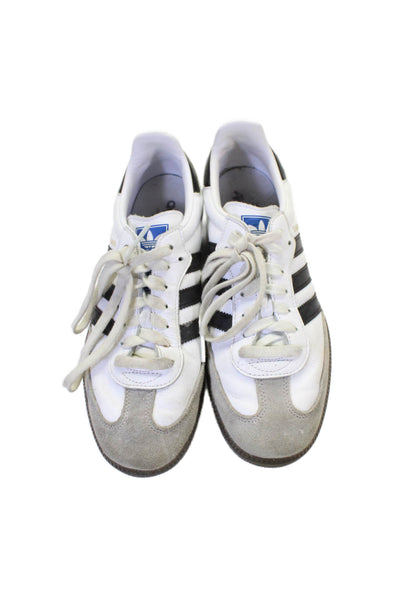 Adidas Womens Lace Up Suede Trim Samba Sneakers White Black Size 8.5
