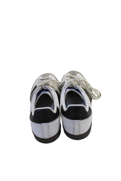Adidas Womens Lace Up Suede Trim Samba Sneakers White Black Size 8.5
