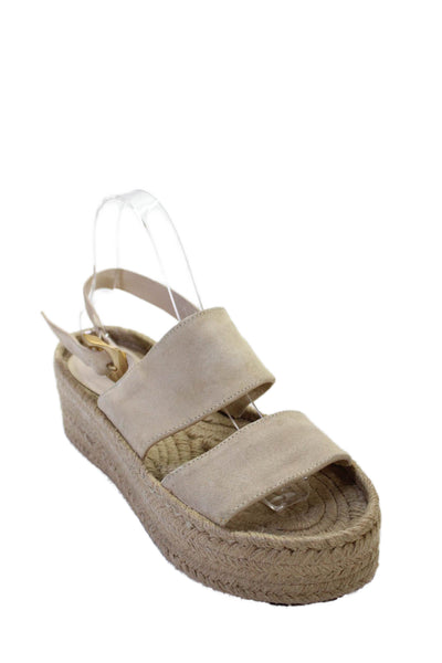Rag & Bone Womens Platform Ankle Strap Espadrilles Sandals Beige Suede Size 38.5