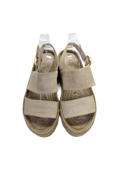 Rag & Bone Womens Platform Ankle Strap Espadrilles Sandals Beige Suede Size 38.5