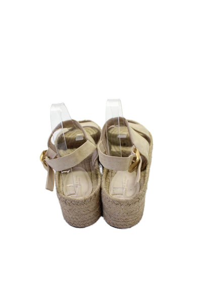Rag & Bone Womens Platform Ankle Strap Espadrilles Sandals Beige Suede Size 38.5