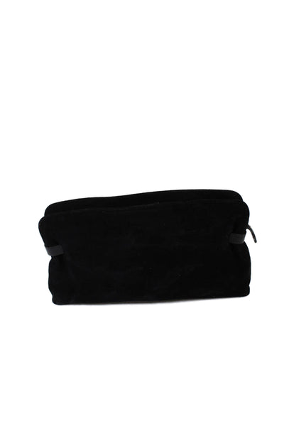 Tomas Maier Womens Zip Top Suede Wristlet Pouch Handbag Black
