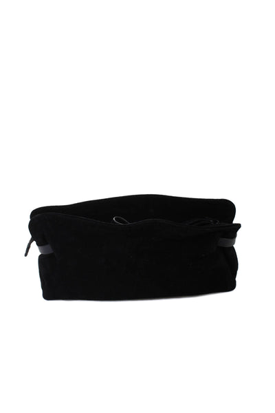 Tomas Maier Womens Zip Top Suede Wristlet Pouch Handbag Black