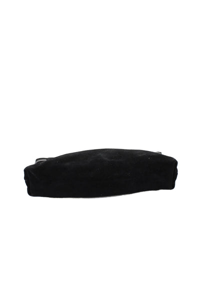 Tomas Maier Womens Zip Top Suede Wristlet Pouch Handbag Black