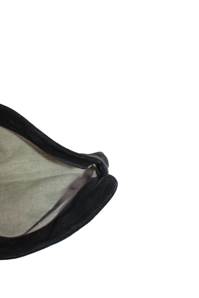 Tomas Maier Womens Zip Top Suede Wristlet Pouch Handbag Black