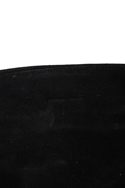 Tomas Maier Womens Zip Top Suede Wristlet Pouch Handbag Black