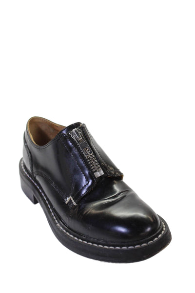 Rag & Bone Womens Block Heel Front Zip Patent Leather Oxfords Black Size 37