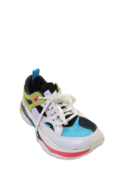 Brand Black Womens Lace Up Colorblock Trainers Sneakers White Multi Size 39