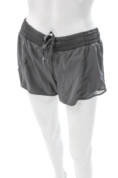 Lululemon Women Athletic Shorts Gray Recycled Polyester Drawstring Tall Size 4