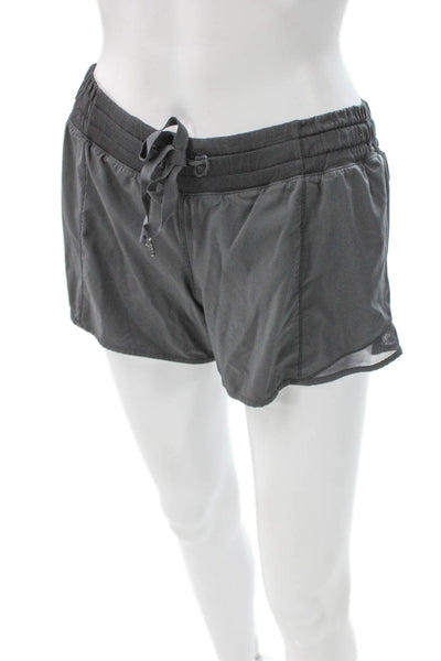 Lululemon Women Athletic Shorts Gray Recycled Polyester Drawstring Tall Size 4