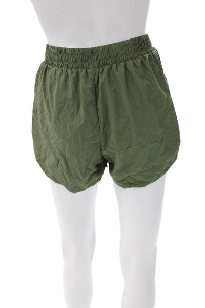 Donni Women Hot Pants Green Nylon Button Casual Size S