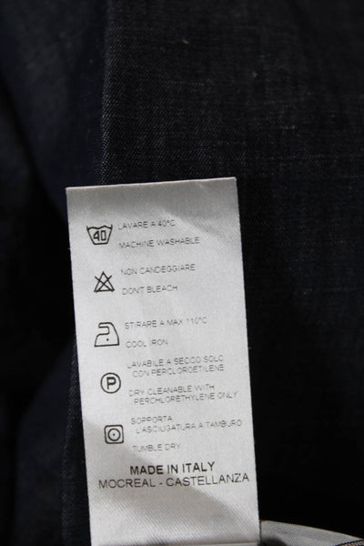 QL2 Women Blue Linen Blend Dress Pants Zip Inseam 30 Size 42