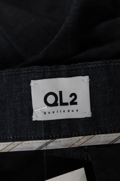 QL2 Women Blue Linen Blend Dress Pants Zip Inseam 30 Size 42