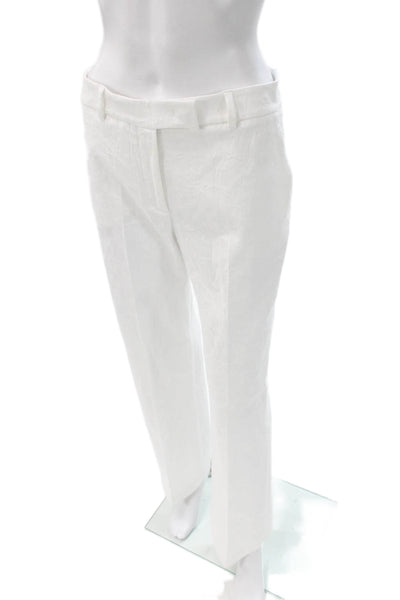 QL2 Women Cropped White Cotton Pants Zip Inseam 28 Size 42